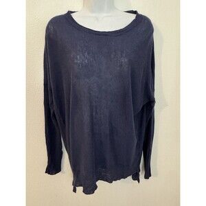 Amici Sweater  100% Linen Women’s Long Sleeve Dolman Blue Lightweight Size M